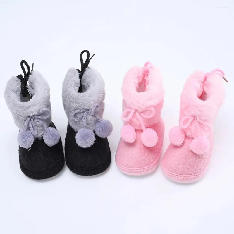 Botas Criança Nascida Bebê Meninas Inverno Quente Bonito Arco De Pelúcia Pom Sapatos De Neve Caminhando Para Infantil