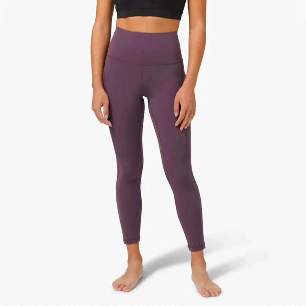 2024 novo designer lululemeni yoga outfits cor sólida calças femininas cintura alta esportes fiess leggings elásticos S-3XL vhf886