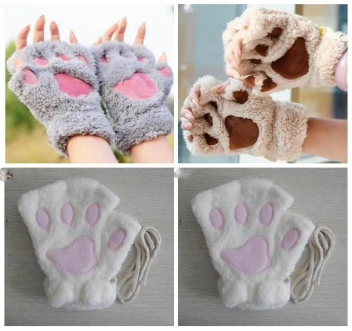 Plush Gloves Winter Mittens Paws Cat Claw Glove Bare gloves Lovely gloves Perform Prop Cute YSY1186912267