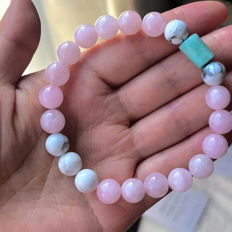 Strand 8MM Natural Stone Rose Quartz Bracelet For Women Amazonite Bangle Howlite Mala Beads Energy Healing Bracelets Jewelry Girl Gift
