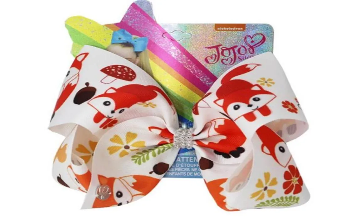 6st Drop Cartoon Ribbon Large 7inch JoJo Swia Hair Bows Fox Mönster vackert med alligatorklipp för barnflickor HE245D7613637