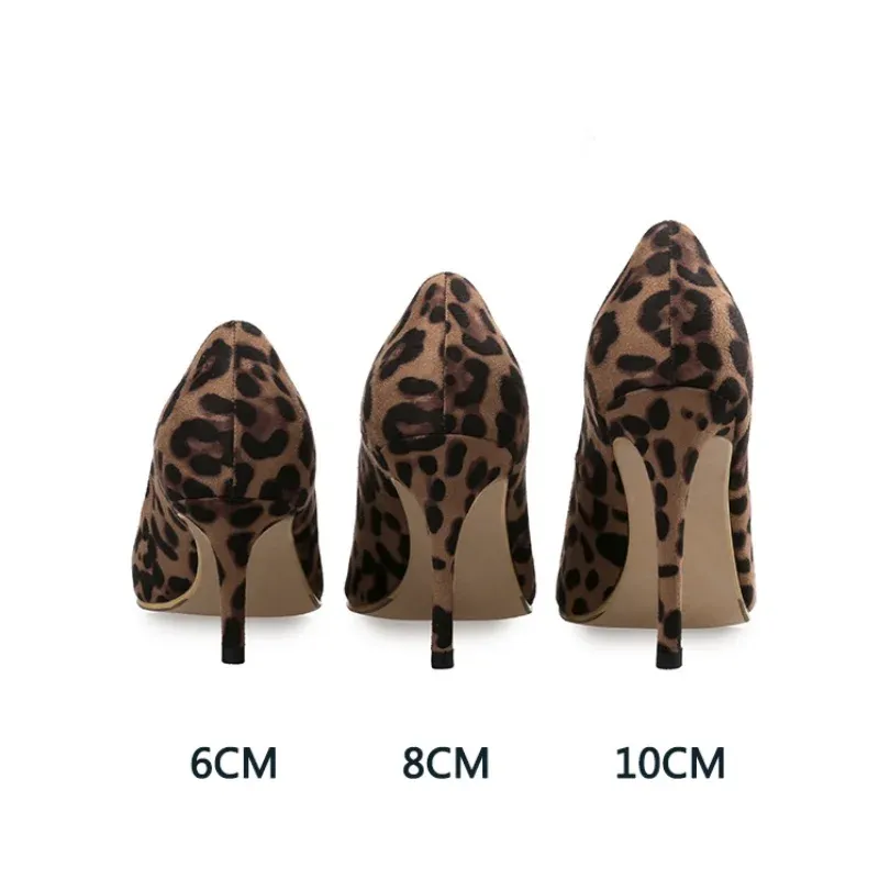 Насосы осенние сексуальные леопардовые печатные женские туфли высокие каблуки 610 см элегантные офисные высокие каблуки женские сандалии.