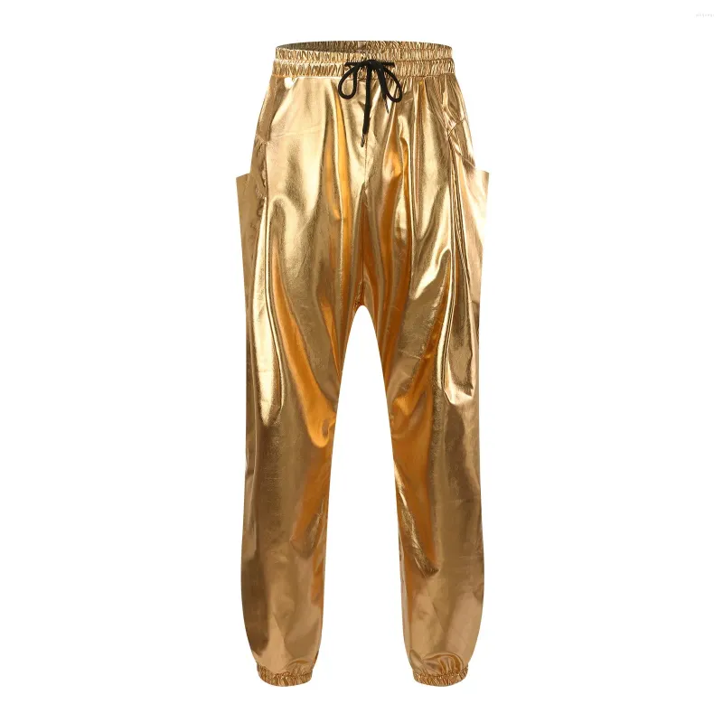 Pantaloni da uomo Uomo Primavera Estate Pantaloni da uomo Uomo Casual Y2k Abbigliamento Tinta unita Coulisse Pelle brillante Pantalones da palestra Street