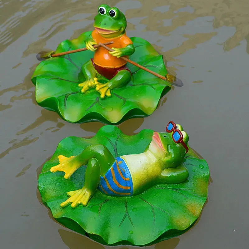 Rana Galleggiante Decorativa Per Stagno E Giardino - Statuetta In Resina Fatte A Mano, 13x12x7 Cm, Verde, Resistente Alle Intemperie