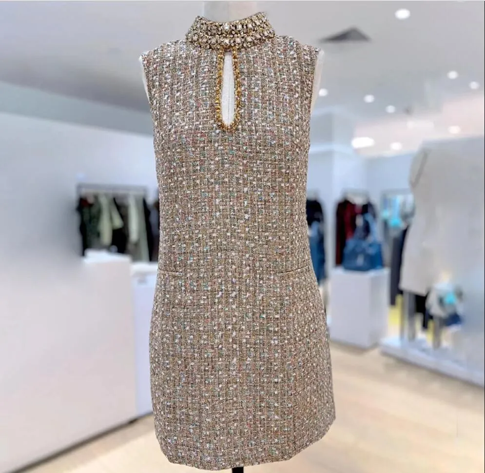 Grey diamond studded sleeveless A-line dress with spandex fabric, empire  waist, above-knee length, 28 in waist size from Dhgate Skirts - price 80.38