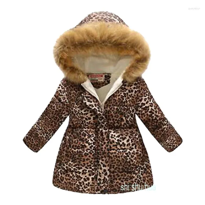 Down Coat Winter Cotton Overcoat Jacket Plus Velvet Warm Hooded Boys Girls 3-10 Year Sweet Cartoon Printed Fashionable Child Clothing