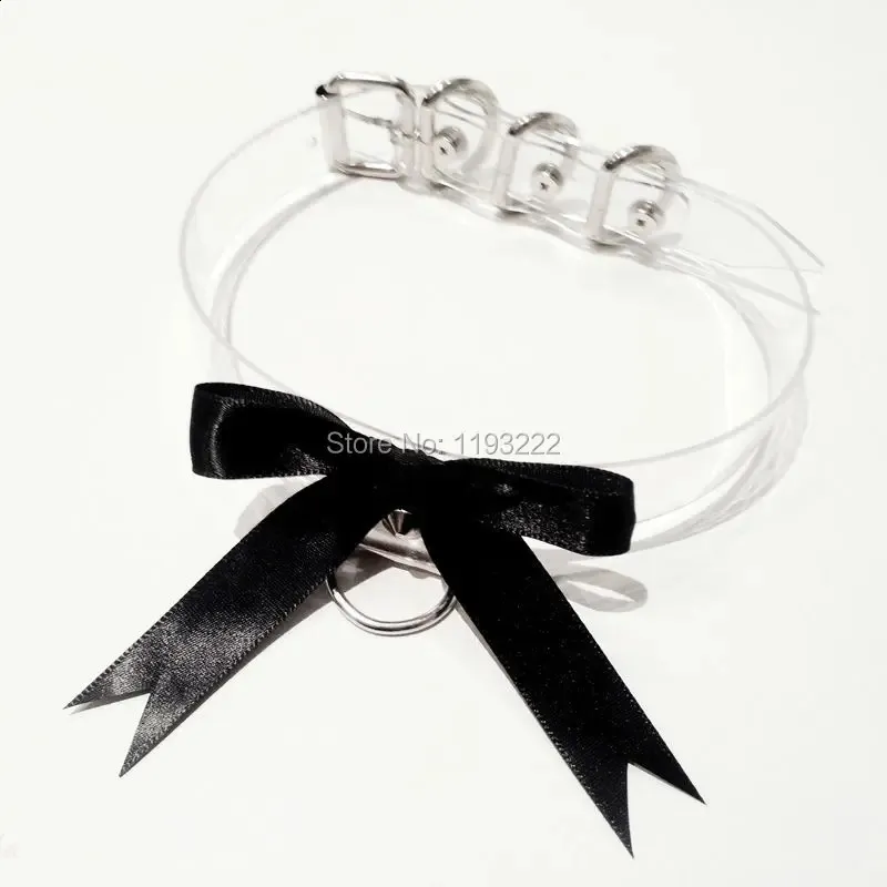 Ожерелье ручной работы с бантом в стиле панк Каваи Лолита, ожерелье с заклепками и бантом, прозрачная пряжка, колье, воротник, ожерелье 240315