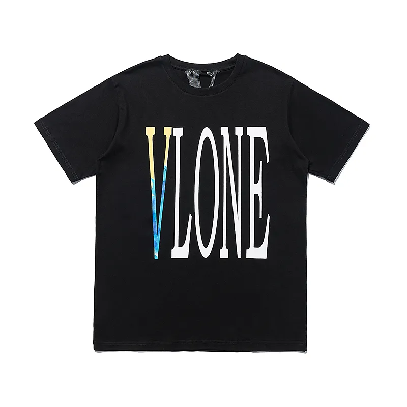 VLONE T-shirt Big "V" Tshirt Men's / Women's Couples Casual Fashion Trend High Street Loose HIP-HOP100% Cotton Printed Round Neck Shirt US SIZE S-XL 1571