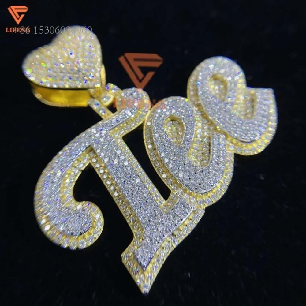 Lifeng Fashion Jewelry Pass Diamond Test Hip Hop Sterling Sier Lettera Charm Design VVS Ciondolo Moissanite