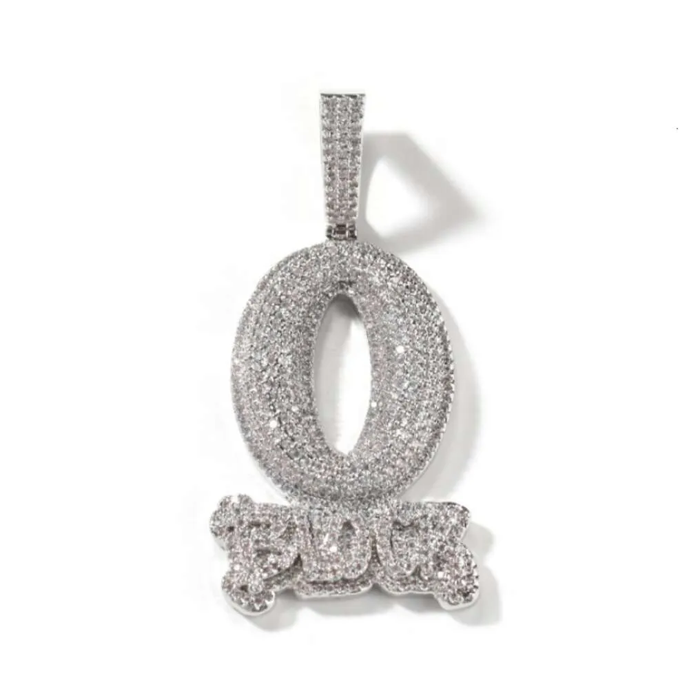 DHgate Mens Hip Hop Iced Out Letter O Block Pendant Necklace with Twisted Chain Jewelry