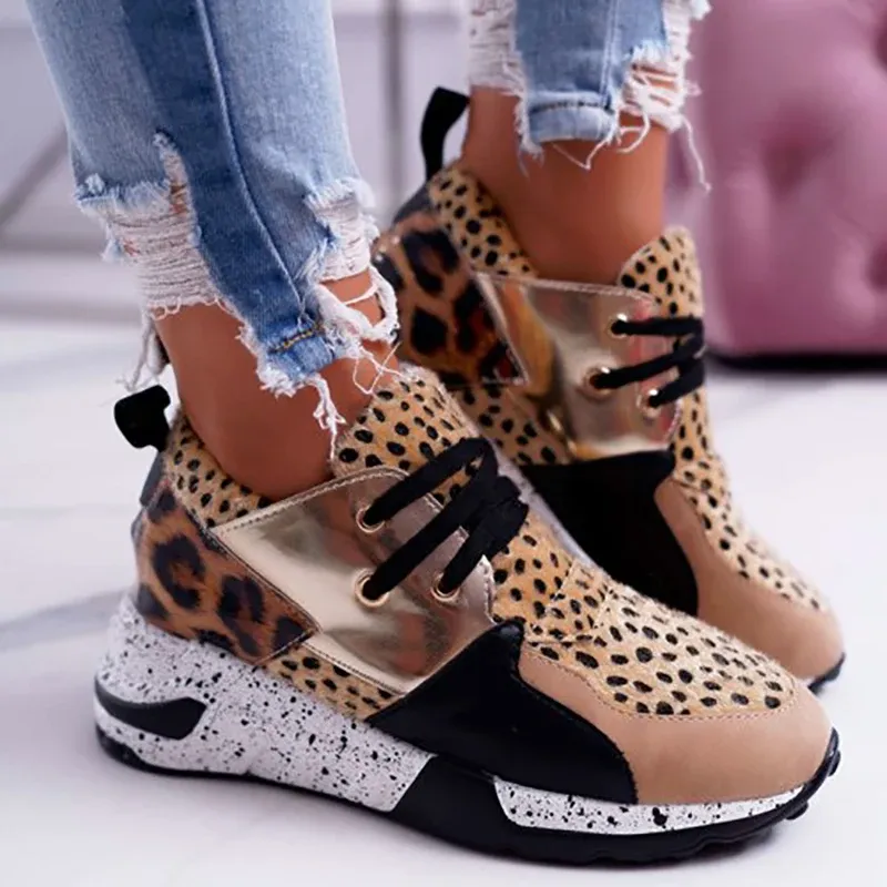 Boots 2021 Summer Summer Sneakers Women Shoes Leopard Mesh Breath Ladies Runneakers Bling Female Shoes Colormix Footwear