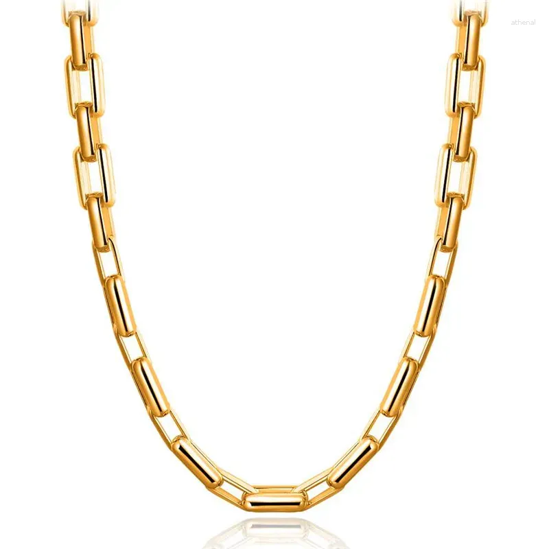 Hänge halsband klassiska 9 15 mm rektangel länk kedja punk stil guld färg halsband för kvinnor och män smycken