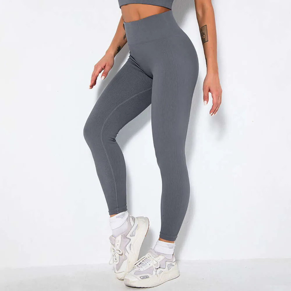 Lu Pant Align Align Lu Lemon Yoga Pantalon fileté sans couture Sensation nue Taille haute Fesses Lifting Gym Up Push Lift Sports Running Exercice