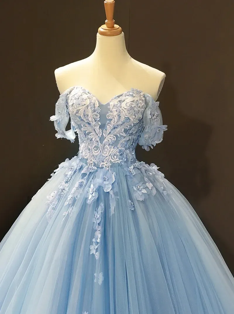 QXMYOO Ball Gown Quinceanera Dress - Sweet 16 Prom Princess Dress For Teens (Style 4, Sky Blue)