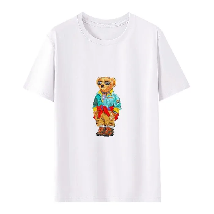 2024 Nova camiseta estampada do designer, camisa polo masculina com estampa animal, manga curta 100% algodão
