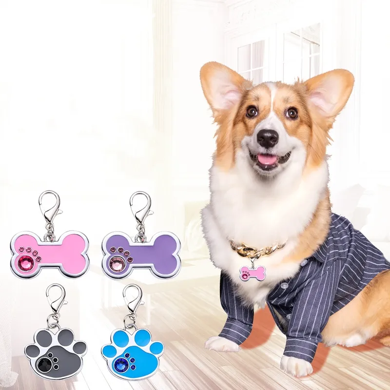 Huisdier Mentale ID Accessoires voor katten en honden Aluminium Dubbelzijdig Gepersonaliseerde Kat Hond Label Kleine hond Teddyhond Anti-verloren kaart Leuke halsbandhanger