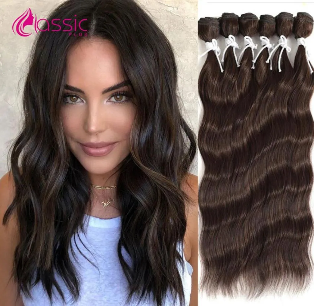 Peças de cabelo CLASSIC PLUS Weave Loose Wave Bundles Synthetic Nature Extensions 20 polegadas Ombre Blonde Fibra de alta temperatura 2210316566203