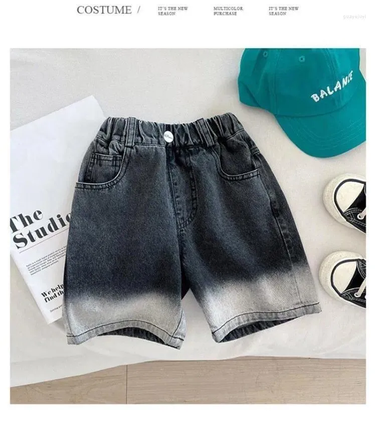 Şort Çocuk Capris 2024 Yaz Boys 'Gradient denim Kore Günlük Moda Pantolon Çocuklar için