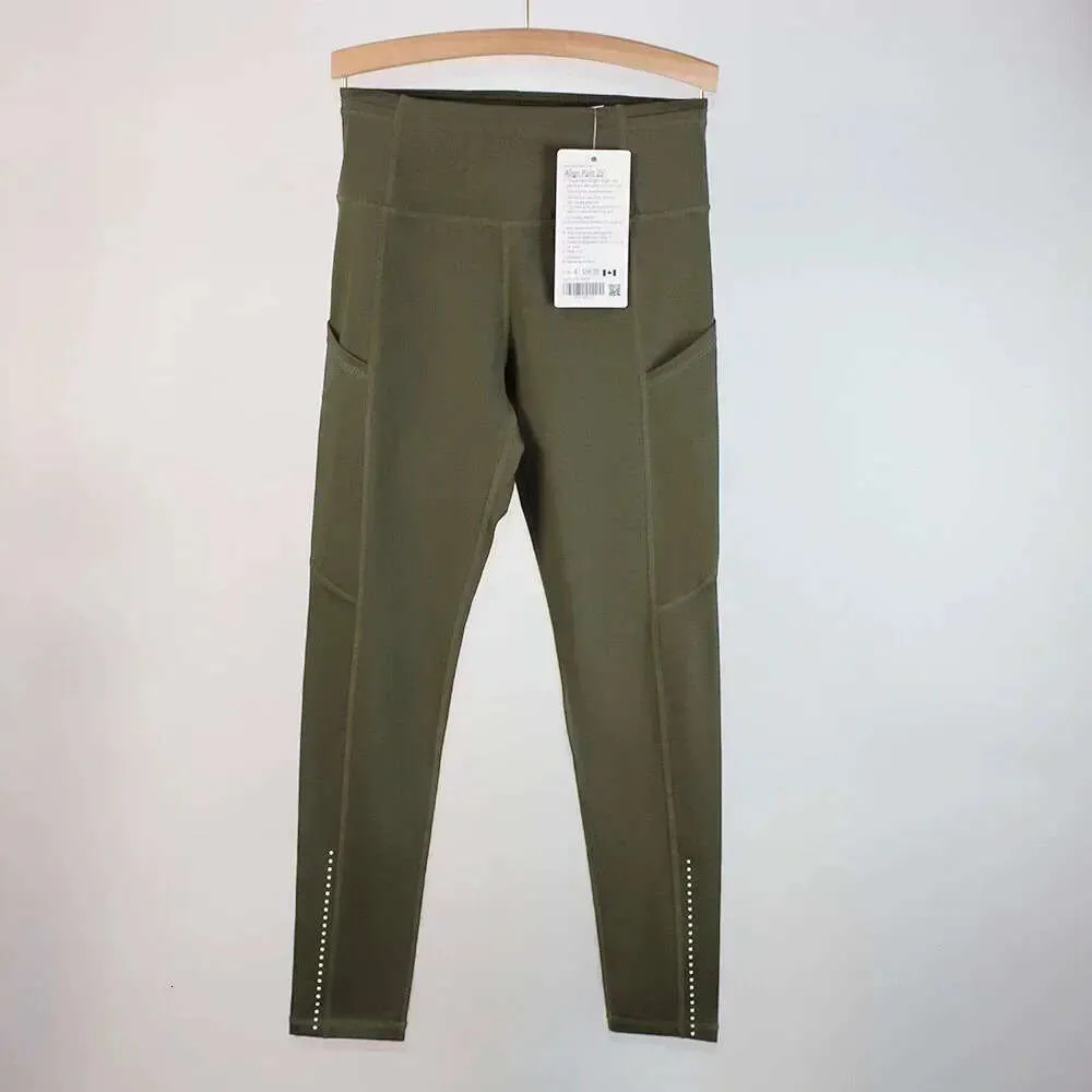 Lu Pant Align Align Lu Lemon Pocket Luluwith Leggings da yoga veloci e gratuiti da donna Pantaloni sportivi elasticizzati a vita alta Pantaloni casual con fascia alla caviglia