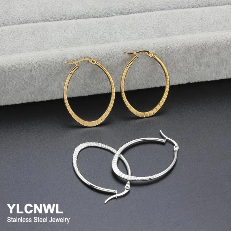 Hoop örhängen rostfritt stål oval för kvinnor guld silver färg trend 2024 mode smycken tillbehör gåva