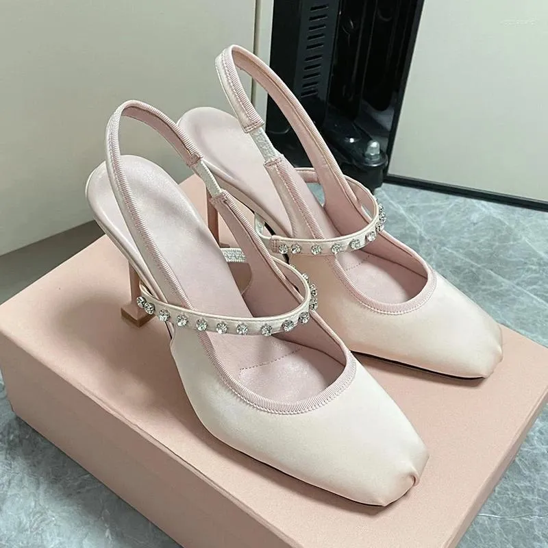 드레스 슈즈 2024 발레 댄스 하이힐이 뾰족한 발가락 다이아몬드 Zapatos Mujer