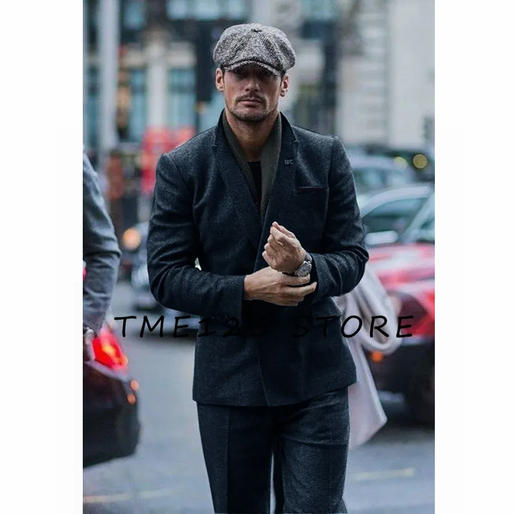 Suits 2023 Korean Autumn Dongdaemun Men's Woolen Twopiece Suit Business Casual Vneck Singlebreasted French Street Style