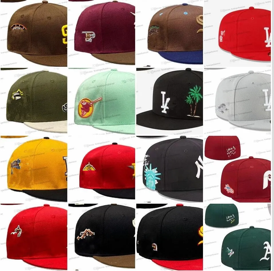 33 färger herr baseball monterade hattar klassiska svart hiphop chicago sport full stängd designer mössor baseball cap chapeau sydd en sd lettter kärlek hustle la oc17-03