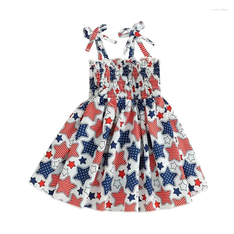 Girl Dresses Pudcoco Toddler Kids Baby Girls 4th Of July Outfit Straps Stars Striped Dress Independence Day Summer Clothes 1-5T