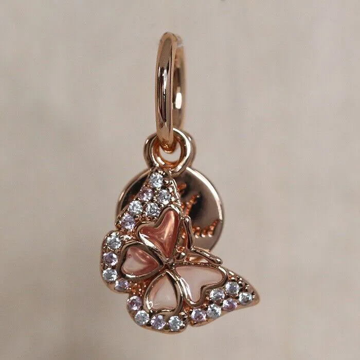 Pink Butterfly Citat Double Pendant Charm Fit Fit Charm Bead Chain Herrkvinnor armband smycken gåva gåva 782555C01 smycken