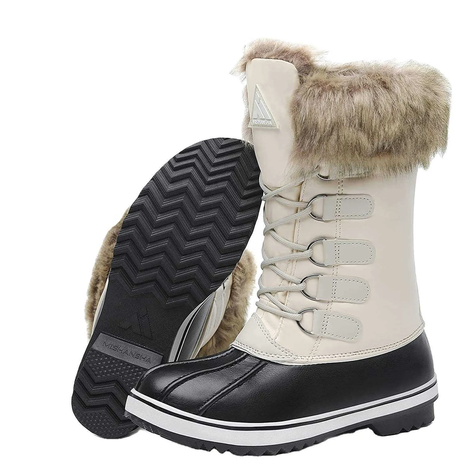 HBP Chaussures montantes chaudes sans marque pour femmes Bottes de neige Chaussures Stock avec semelle extérieure TPR antidérapante