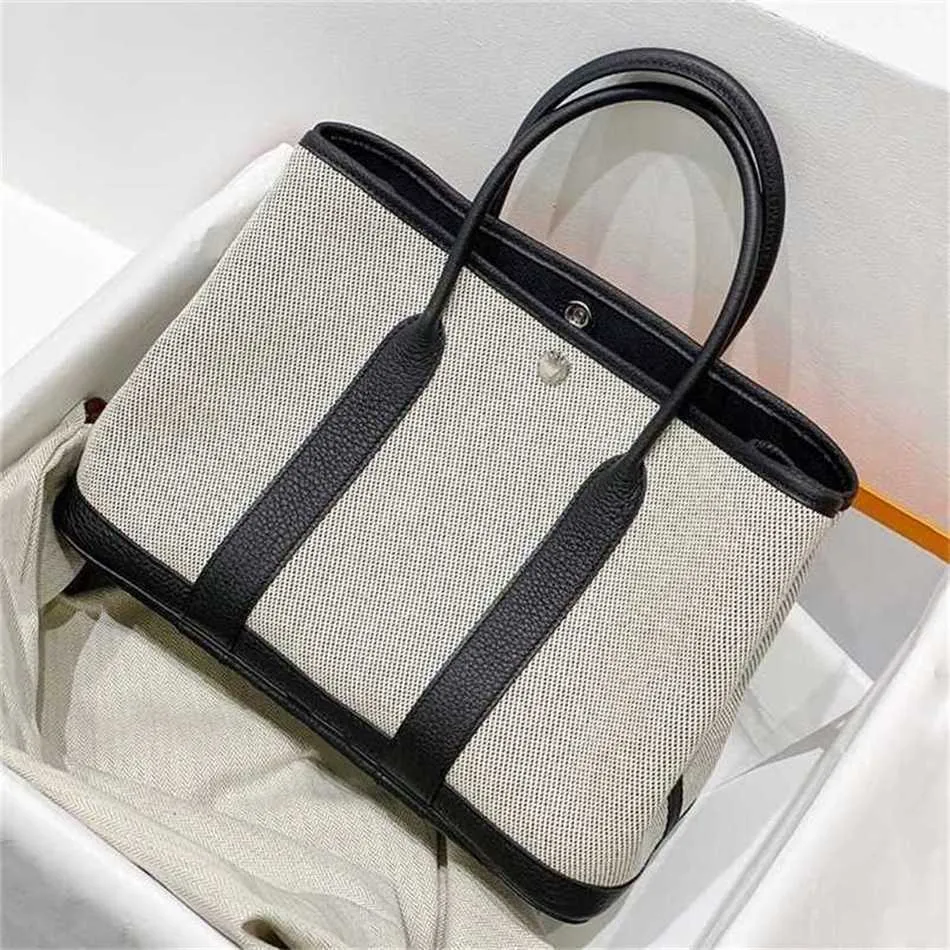 New Genuine Leather Garden Contrast Handbag Large Capacity Shoulder Crossbody Versatile Tote Mom 60% Off Store Online