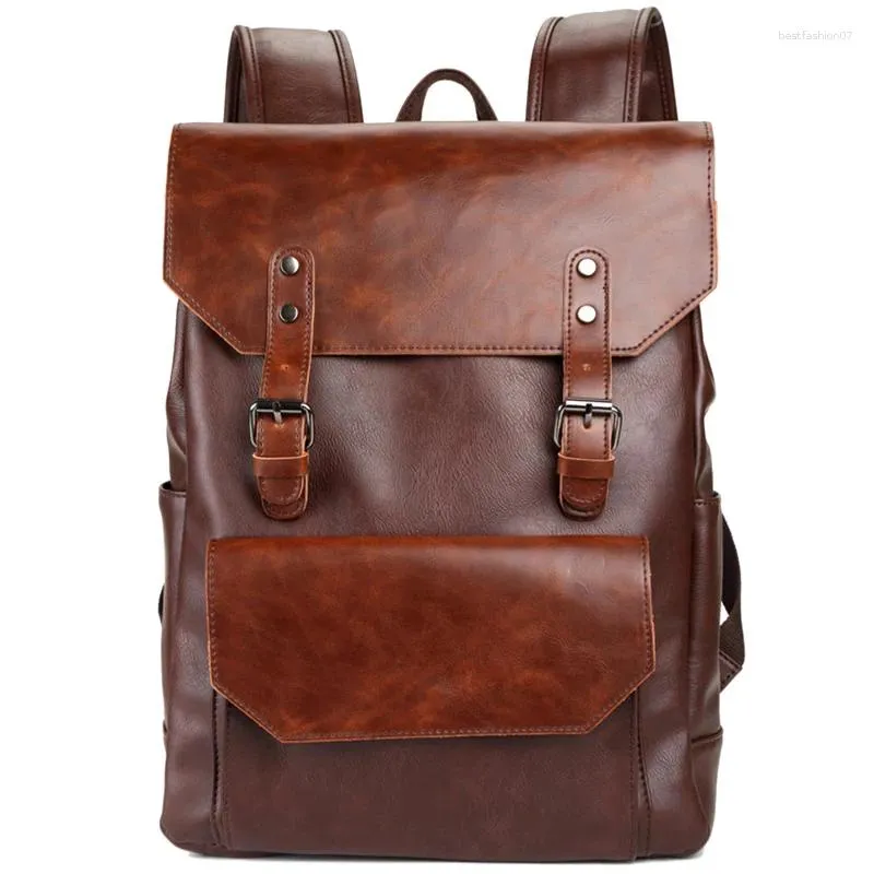 Schultaschen Dome Retro Herren Rucksack Pu Leder Anti-Diebstahl Mode wasserdichte Reisetasche Casual Jugend