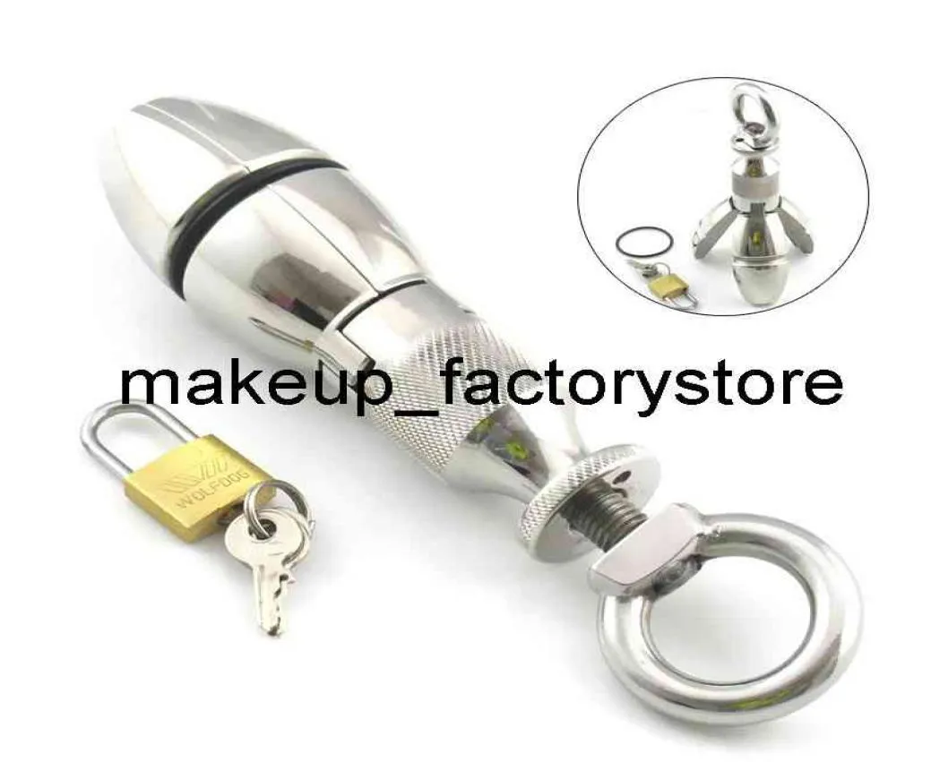 Massage Newest Design Stainless Steel Anal Lock Dilator Openable Plugs Heavy Anus Beads Sex Toys Adult Game8080827