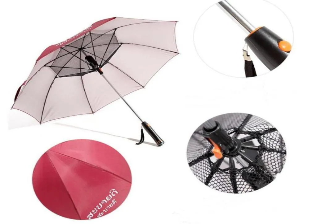 Paraguas de verano creativo rojo de mango largo con ventilador, paraguas de enfriamiento, paraguas de protección solar UV60973769550178