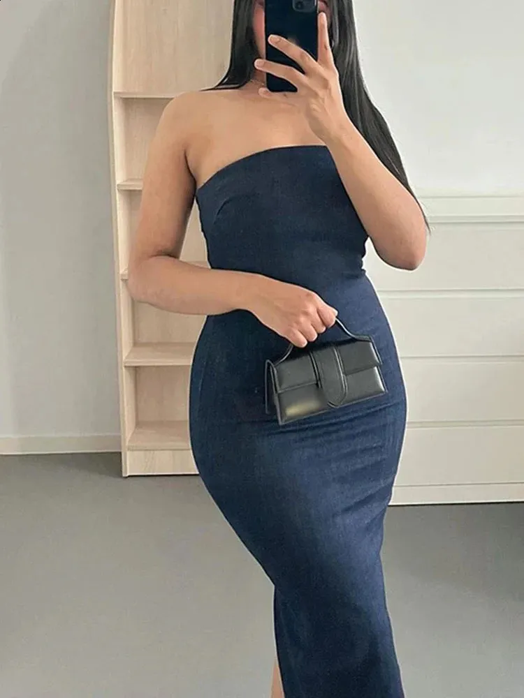 white christmas dresses BM SCRIPT DENIM DRESS – BEMORÉNA main image 1