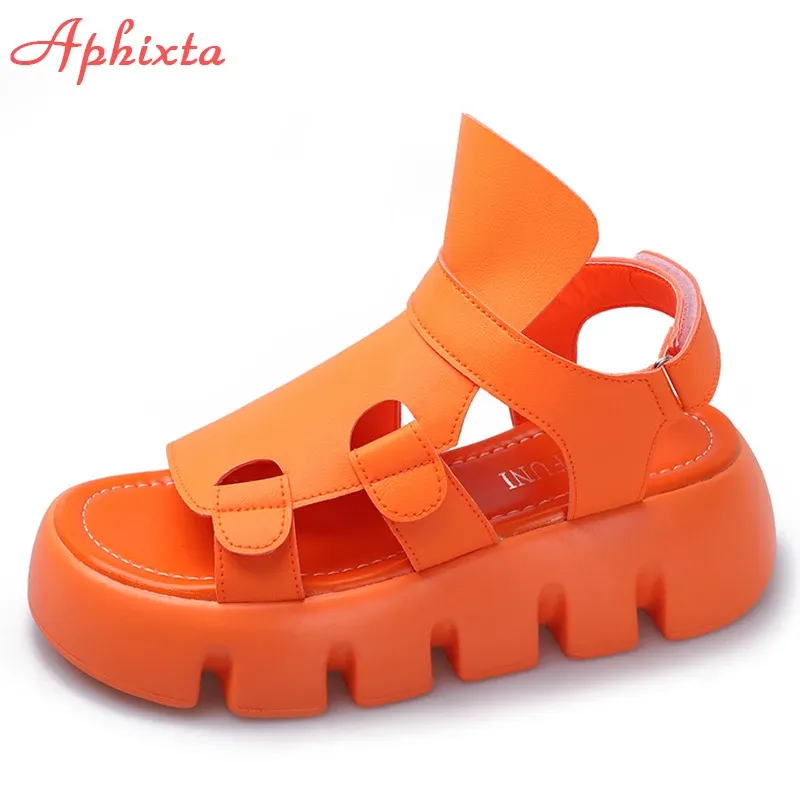 Tambini Aphixta Orange Platform Hook Loop Sandals Women Summer Spessa SOLE SCHEDE CASUALE regolabili SCHEDI PUI SCARPE SCARPE