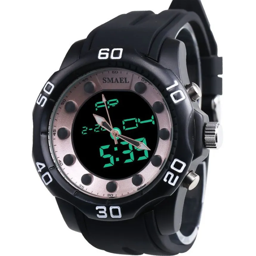 Orologi da uomo SMAEL Marca Aolly Dual Display Time Clock Moda Casual Elettronica Swim Dress Orologi da polso Vendita 1112290P