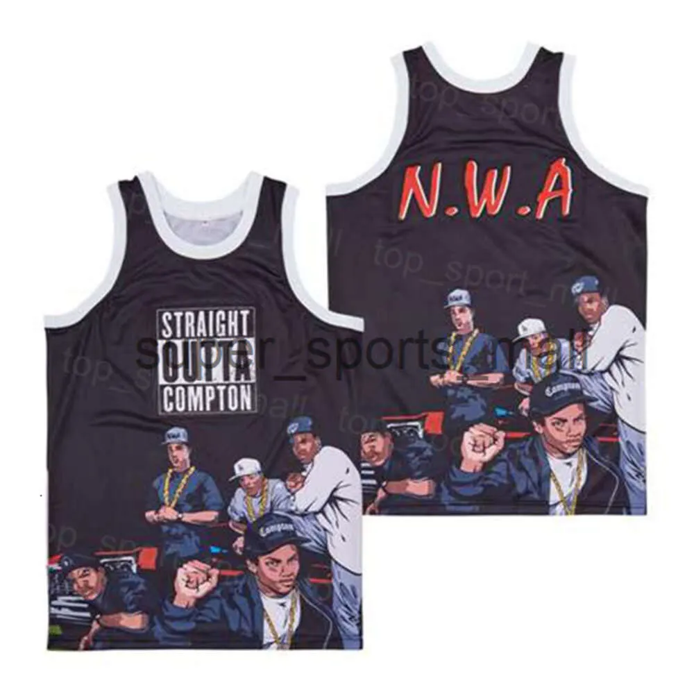 Moive Basketball Nwa Jersey Straight Outta Compton 남자 풀오버 팀 녹색 통기성 고등학교 스포츠 순수 면화 대학 셔츠 셔츠 hiphop 자수