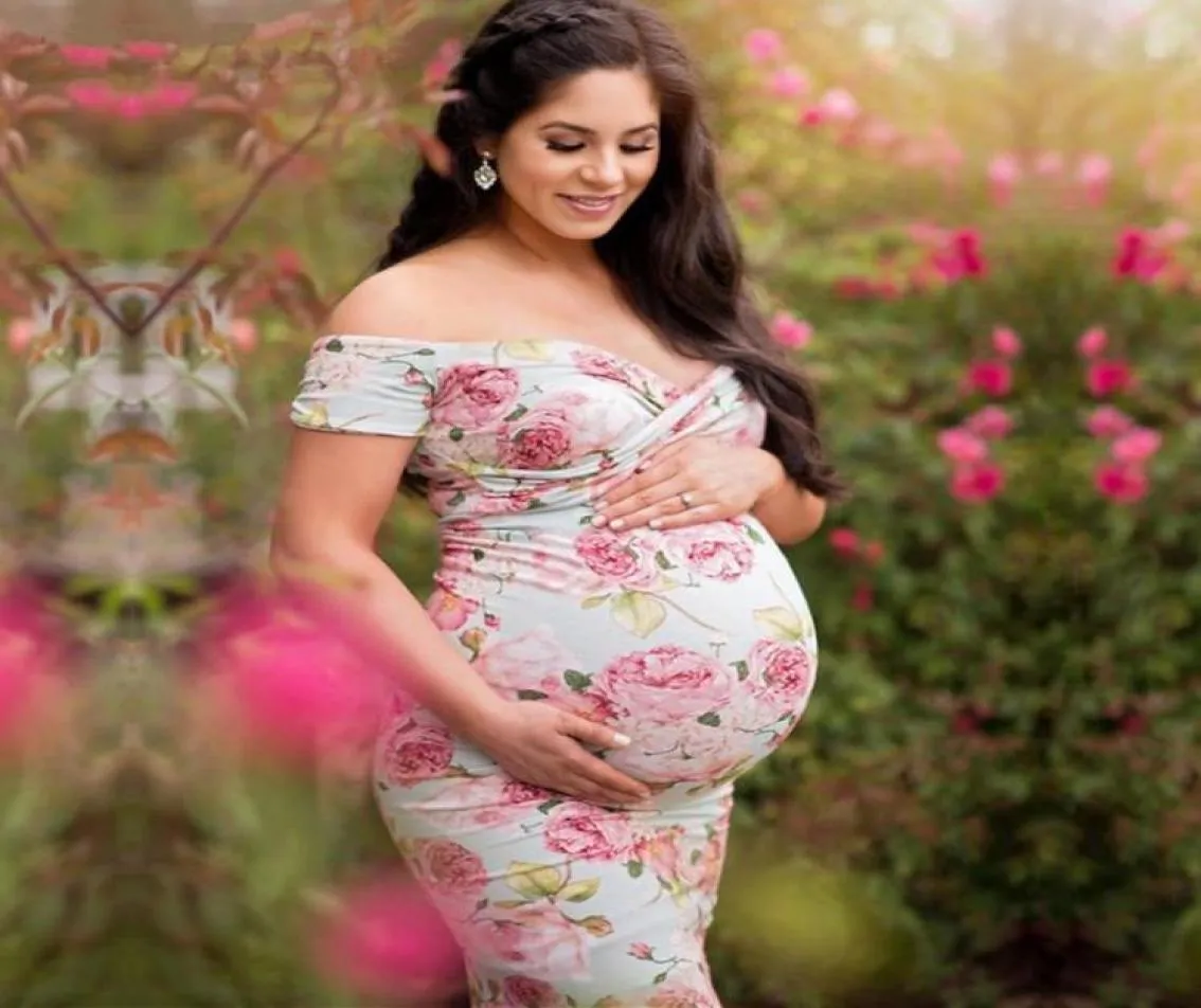 Maternity Dress For Po Lady Pography Props Women Floral Print Sexy Pregnant Dresses 2022 Female Shoot Long Dress6608360