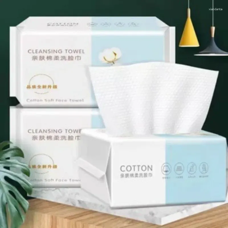 Handduk engångsans ansikte resor Ansiktsrengöring Våt och torr makeup Remover Pearl Cotton Soft Nonwoven