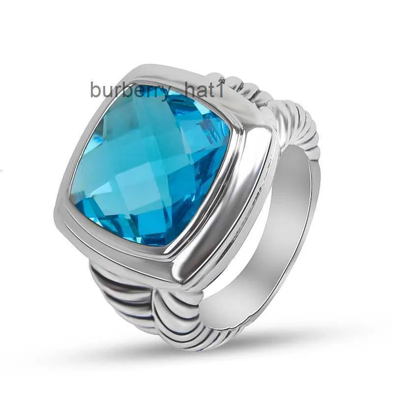 Solitatire Ring for Women Men 14mm Blue Cubic Zirconia Statement Ring Stylish Chic Twsit Design Glossy Ring Jewelry