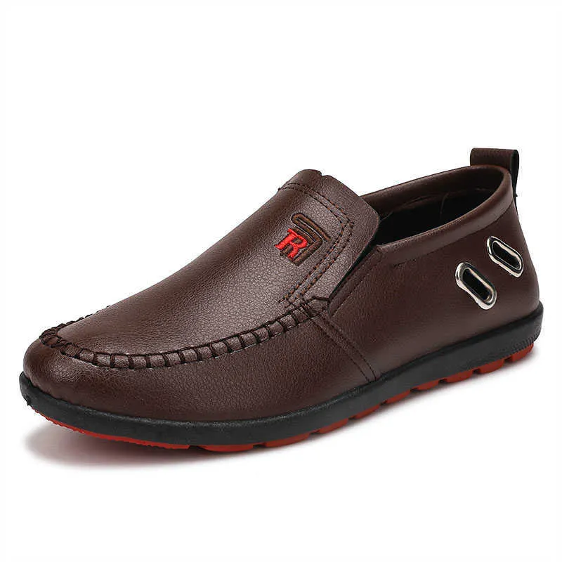 HBP Preço barato de fábrica sem marca masculina plana casual para dirigir mocassins de couro sapatos de couro