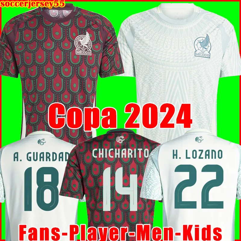 Mexico Soccer Jersey Copa 24 25 fans Player Version 2024 2025 1985 Retro Kit H. Lozano Chicharito G dos Santos Guardado Football Shirt Topps Män barnuppsättningar uniformer