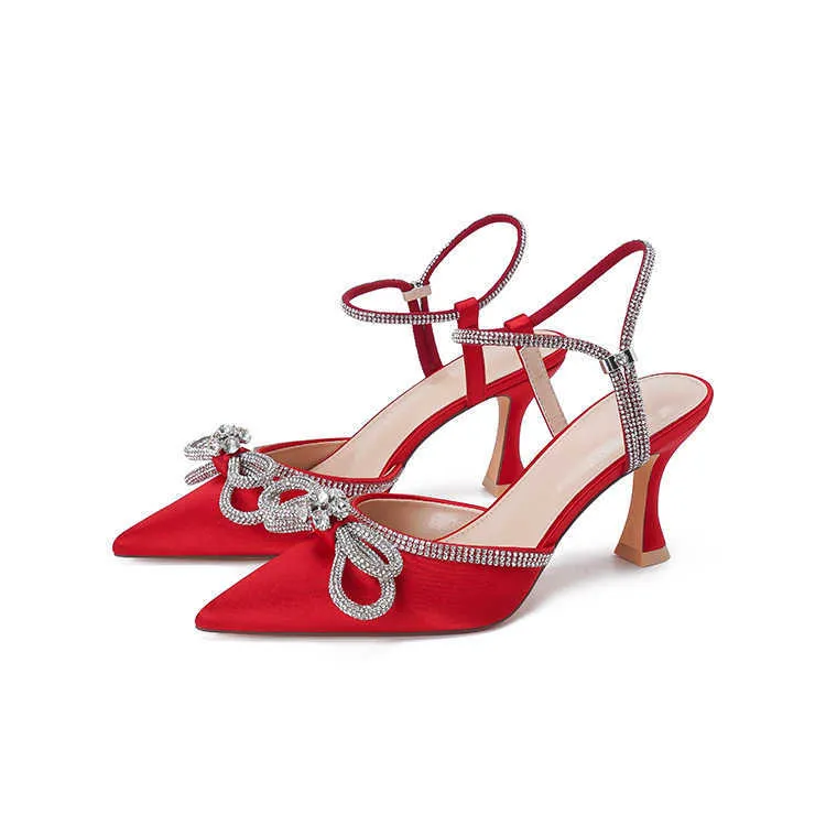 Aiguill talon hbp tout markasız femm kırmızı moda stiletto ayak bileği kayış, kadınlar için sandal topuklu ayakkabılar