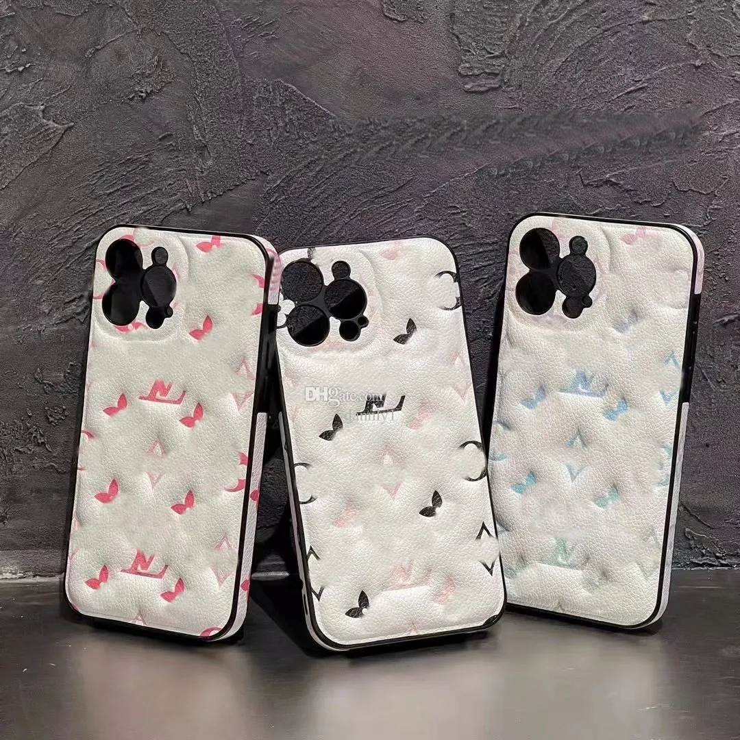 Capas de telefone de designer de moda para iphone 15 15pro 15 pro max 14pro 14 pro max 13 12pro max couro em relevo colorido luxo proteção capa de telefone