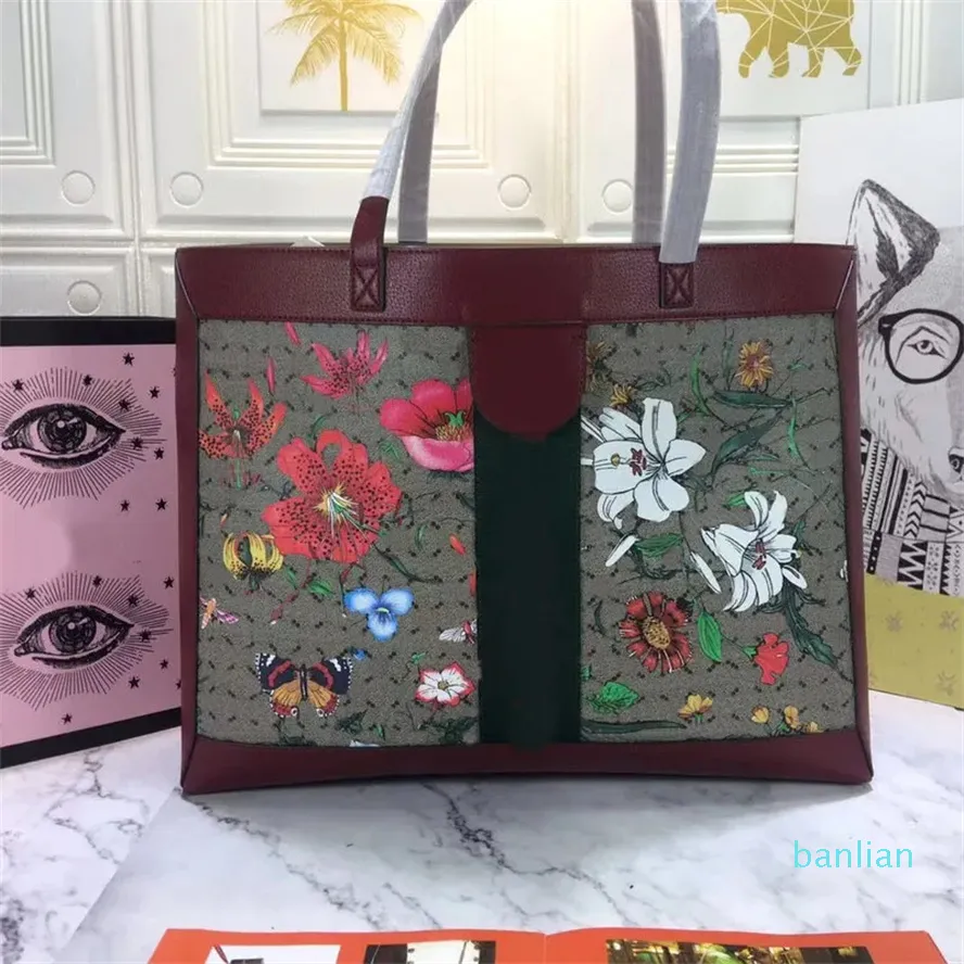 Floral Shopping Tote Bag Vintage Shoulder Bags Women Large Capacity Handbags PVC Cowhide Material Coin Purse Classic Crossbody Totes Wallets