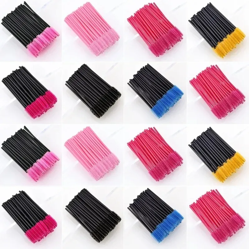 50PCS Disposable Eyebrow Eyelash Brushes Comb Eyelash Spoolies Lash Wands Makeup Brushes Mascara Wands for Eyelash Extensions