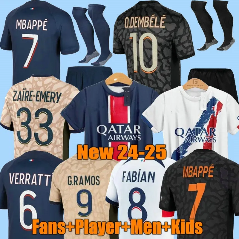 2024 2025 Mbappe Soccer Jerseys Maillot de Foot Lee Kang In Ramos Football Shirt 25 25 Asensio Hommes Enfants Fjärde Ugarte Hernandez Dembele Kids Kit