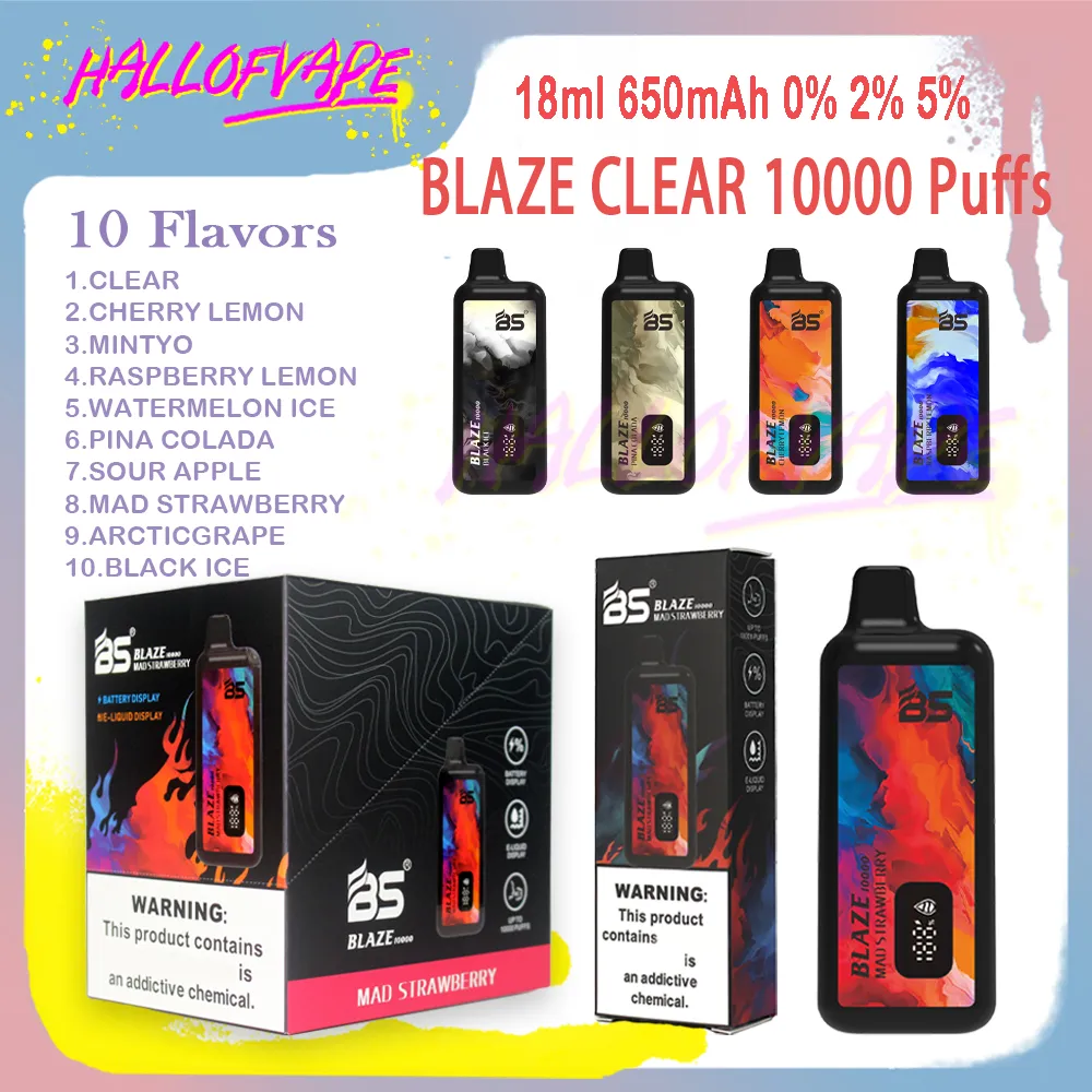 100% Original Breze Stiik BLAZE BS 10000 Puff Descartável E Cigarro Vaper Bar Com E-Liquid Bateria Indicador LED Recarregável 650mAh 18ml 10k Puff