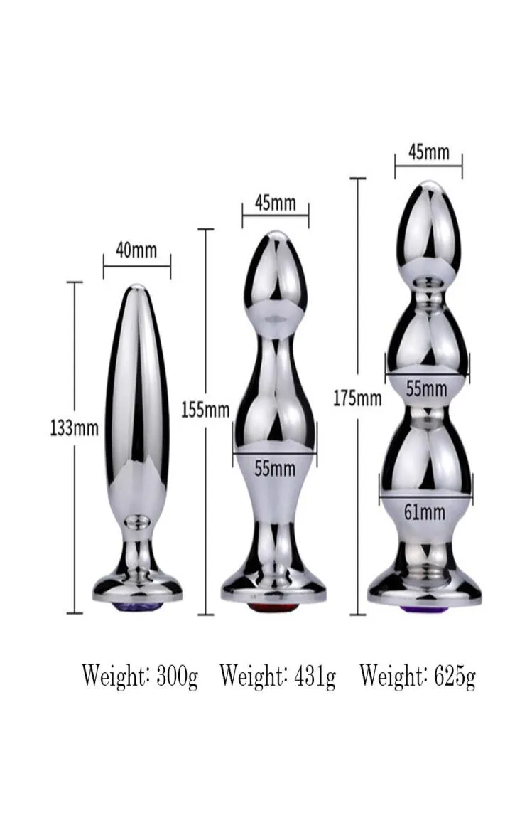 Metalen Kristal Anale Plug Rvs Anale Kralen Dildo Prostaat Massager Erotisch Speeltjes Producten Butt Plug Volwassen Gay Buttplug M5965697